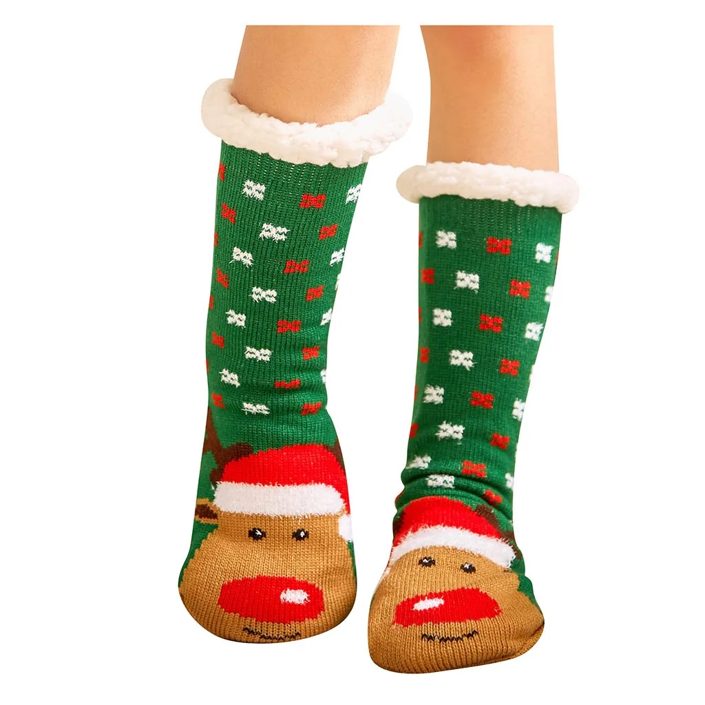 Женские зимние рождественские носки, хлопковые плотные Нескользящие теплые флисовые Носки, женские забавные носки harajuku, уличная одежда - Цвет: C