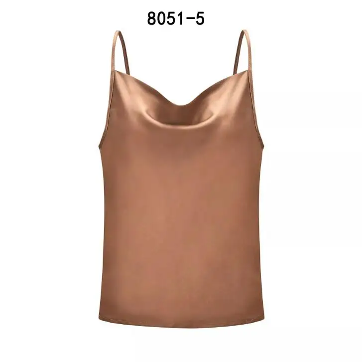 Женский шелковый атлас Camis простой леопард зерна без рукавов Strappy Camisole жилет майка футболка осенний костюм повседневная женская одежда - Цвет: 8051-5