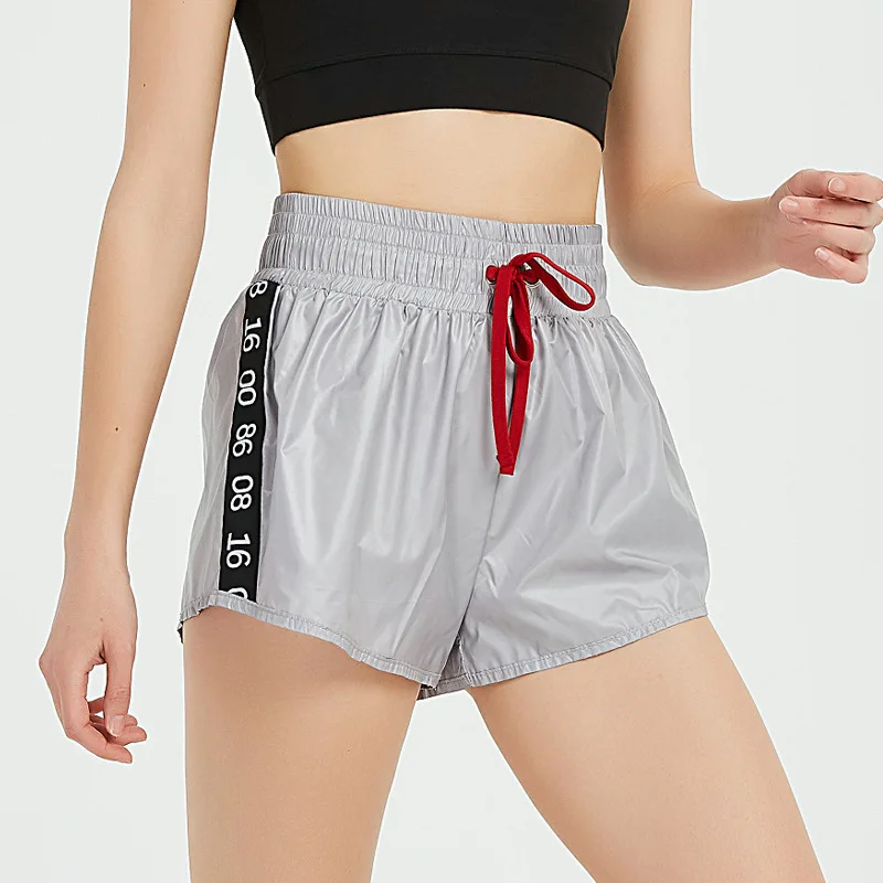 

Yoga Sports Shorts Women's Spring New Style Anti-Exposure Cool with Numbers Elastic Waist Lace-up Gym Shorts 2019