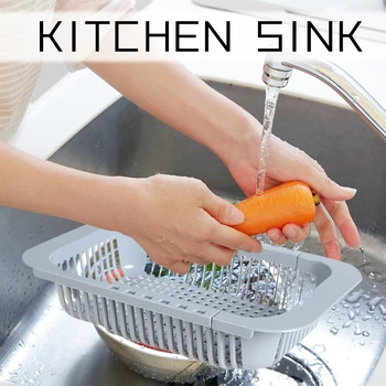 

Fruit Seafood Container Strainer Holder Multi-functional Folding Drainage Basket Strainer Kitchen Organizers