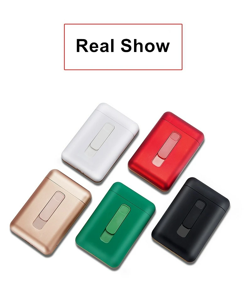 Портативный портсигар с электрическая зажигалка с подключением к USB держатель для табака для 20 шт обычные Cigarrera Плазменные дуговые зажигалки мужские подарки