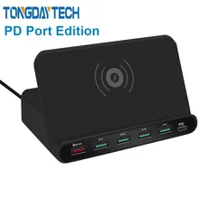 Tongdaytech 60 Вт Qi Беспроводное зарядное устройство для Iphone 11 X XS MAX Мульти USB Cargador Quick Charge 3,0 быстрое зарядное устройство для samsung S9 S8