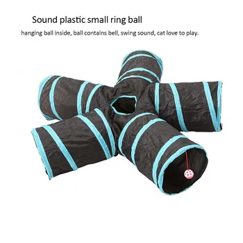 

Dropshipping Pet Cat Tunnel Toys For Cat Kitten 4 Holes Collapsible Crinkle Cat Playing Tunnel Toy 5