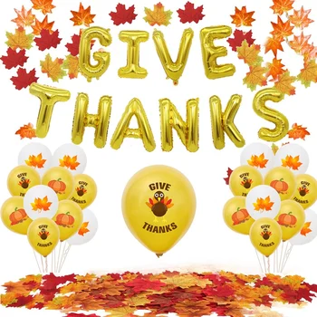 

Set of 136 Pcs Thanksgiving Party Decoration Turkey Maple Leaf Pumpkin Latex Balloon Set for Fall Theme Party Supplies