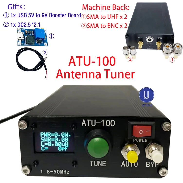 ATU-100 ATU100 1.8-50MHz DIY Kits machine Automatic Antenna Tuner by N7DDC 7x7 Firmware Programmed / SMT/ Chip Soldered/+OLED the best communication antenna Communications Antennas