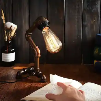 

Table Lamp for Living Room Sets Water Pipe Lamp Light Iron Rust Water Pipe Retro Lamp Sconce Lights E27 Bulb Lighting Decoration
