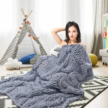 

Home Textile Super Warm Soft Blankets Handmade Sofa Blanket Knitted Thick Large Pet Bed Mat Rug For Living Room