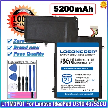 LOSONCOER 5200mAh L11M3P01 Laptop Battery For Lenovo IdeaPad U310 43752CU Ultrabook In Stock