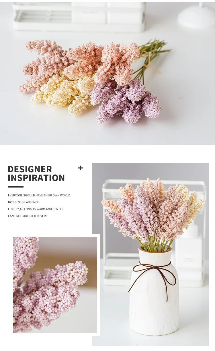 JAROWN Artificial Spikelet Flower Grass DIY Wedding Bouquet Home Decoration Fake Flowers Arrangement Flower Material Yonago (16)