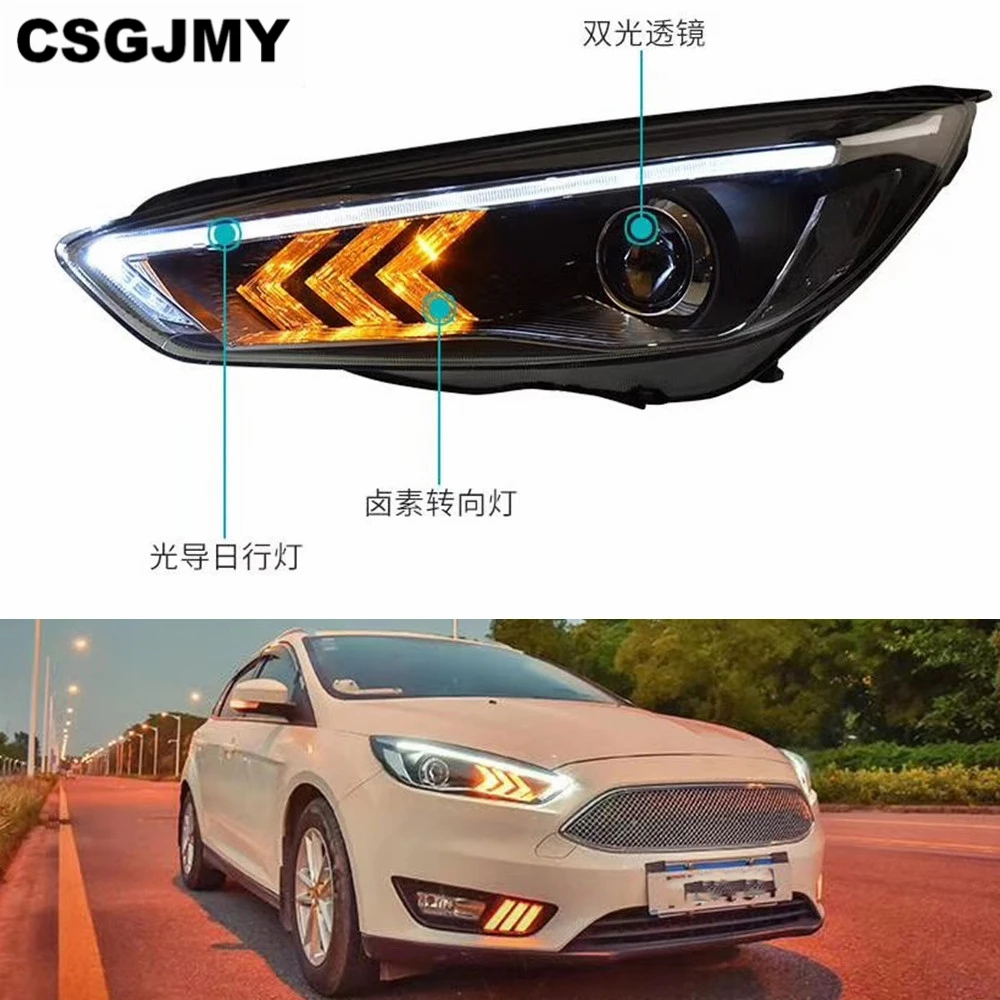 2 шт. светодиодный головной светильник s для Ford Focus Автомобильный светодиодный светильник s двойной ксеноновый объектив дневные ходовые огни противотуманный светильник