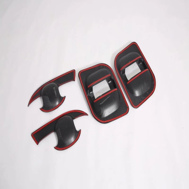 Car Styling For Toyota HiAce Sixth Gen(H300) Carbon Fiber Style Inner Door Handle Cover Catch Bowl Trim Insert Bezel