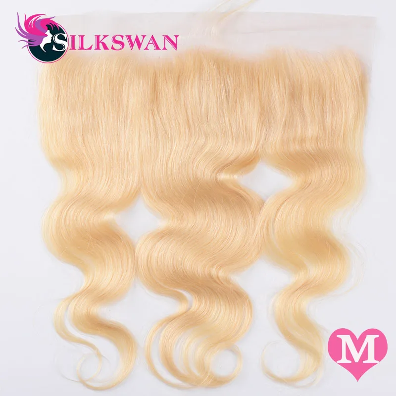 Silkswan бразильские человеческие волосы remy волнистые 613 цвета 13*4 Кружева Фронтальная с волосами младенца Бесплатная доставка