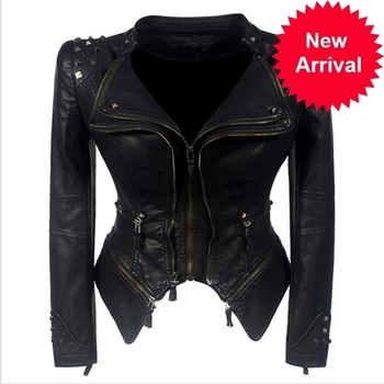 

Coat Motorcycle 2020 Jacket Women Winter Autumn Black Fashion Outerwear Faux Leather PU Jacket Female Gothic Faux Leather Coats