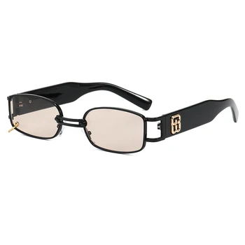 

2020 Ins Hot Sale Fashionable glasses frame UV400 rectangle Metal Frame custom logo Sunglasses