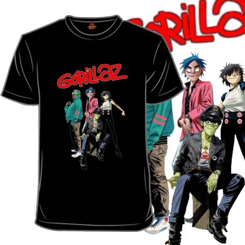 Футболка Gorillaz для взрослых отличное качество Мужская футболка с коротким