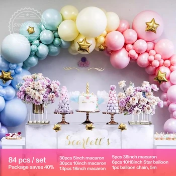 

94pcs/set of gorgeous latex balloon suit birthday party romantic wedding party decoration macaron Suit star balloon