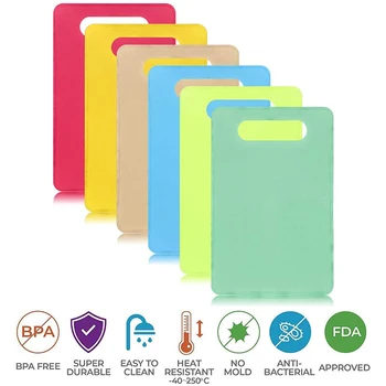 

Chopping Board Flexible Plastic BPA Free Antibacterial Coded Dishwasher Non-Slip for Fish Bread Vegetable Fruit (Set of 6)