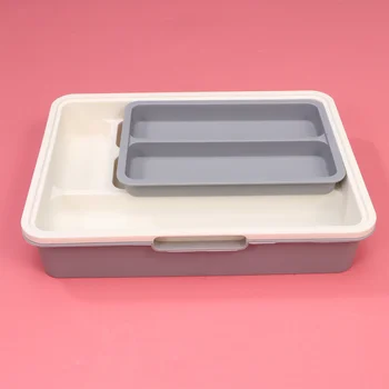 

Tableware Storage Holder Cutting Tool Chopstick Spoon Box Kitchen Drawer Type Box (Grey)