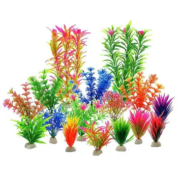 

Artificial Aquatic Plants 16 Pcs Large Aquarium Plants Plastic Fish Tank Decor