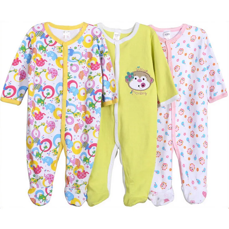 2017 Winter Baby Clothes Cotton Footie Infant Newborn Boy and Girl Pajamas 3pc/lot Long Sleeve Clothes|baby footie|baby footie pajamasgirls pajamas |
