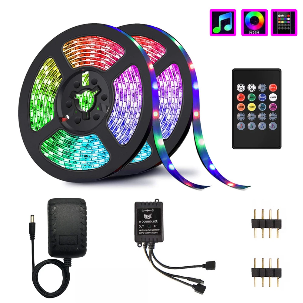 de luces LED para música, tiras de luz LED inalámbricas de 10M, SMD 5050 2835, controlador de música, de luces LED RGB No impermeable|Tiras LED| AliExpress