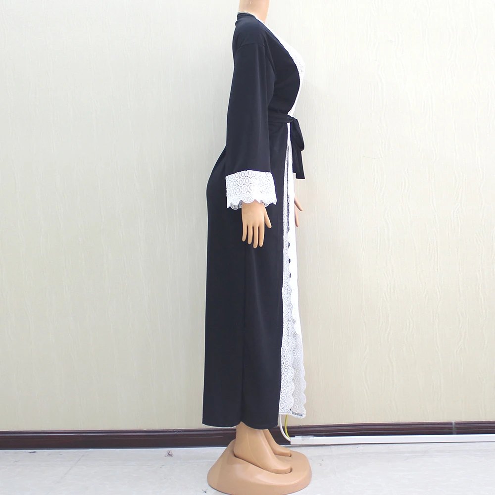 Арабский Мусульманский кружевной однотонный кардиган abaya для женщин