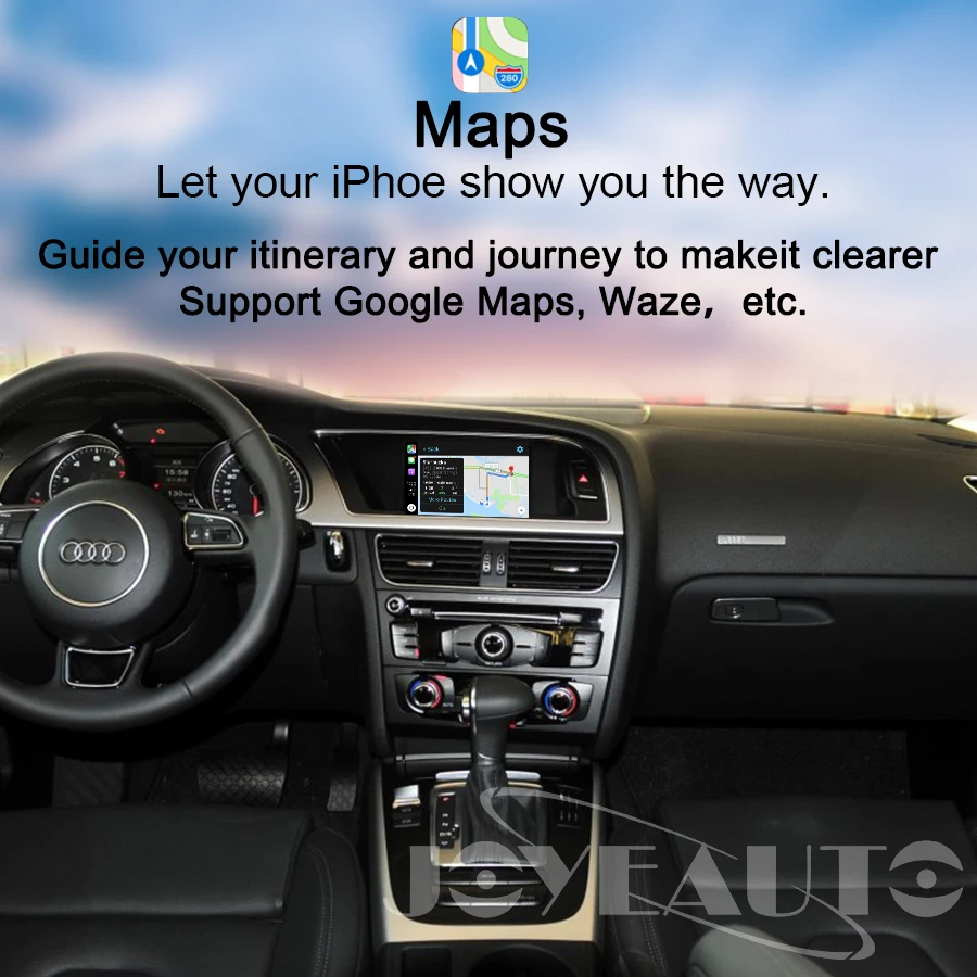 Joyeauto Wireless iOS/Android Carplay Retrofit 2009- A4 A5 Q5 S5 B8 Non MMI for Audi Car Play Android Auto with Waze Spotify