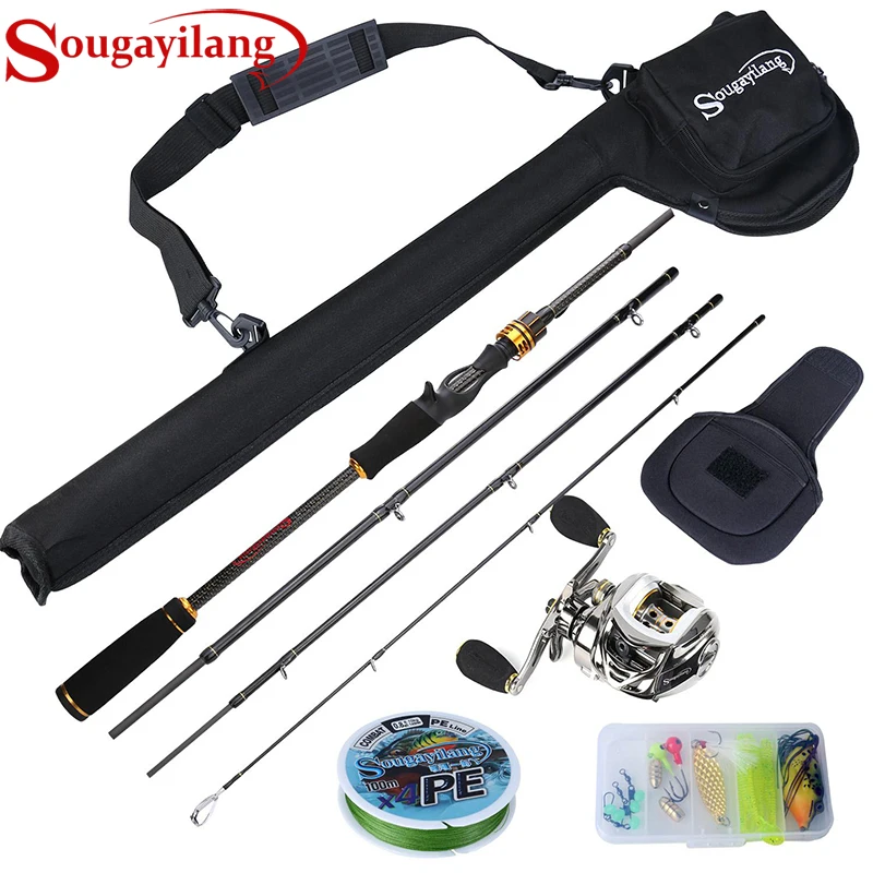 

Sougayilang Cobra 1.8M 2.1M Fishing Rod with 11+1BB Baitcasting Fishing Reel Combo Saltwater Fishing Gear Tackle Tools Kit Set