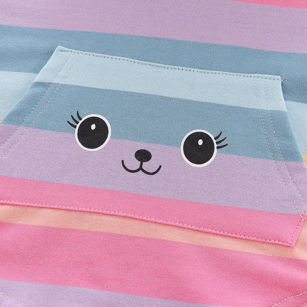 TELOTUNY Infant Clothing Autumn Winter Baby Hoodies For Baby Girls Boys Ranibow 3D Rabbite Ear Printed Newborn Clothes 822