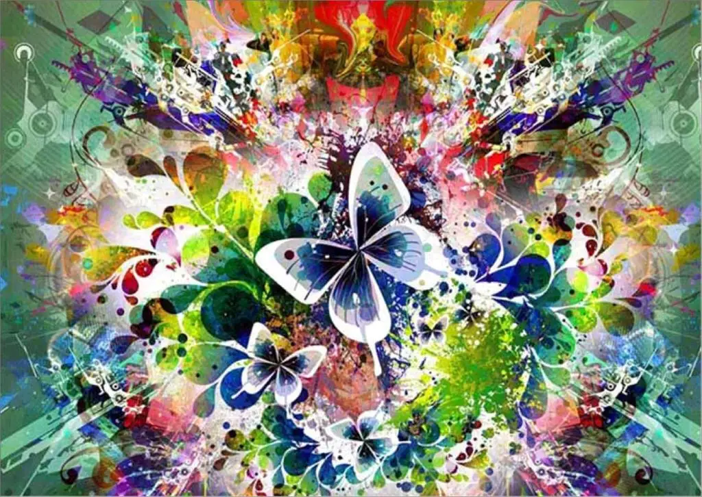 Drill 5D Crystal Painting Butterfly Waterfall Embroidery DIY Cross Stitch L