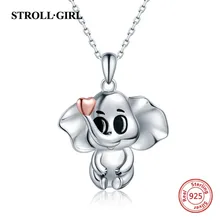 StrollGirl, новинка, 925 пробы, серебряная Милая подвеска в виде слона, цепочка, животное, ожерелье для женщин,, модное ювелирное изделие, подарки