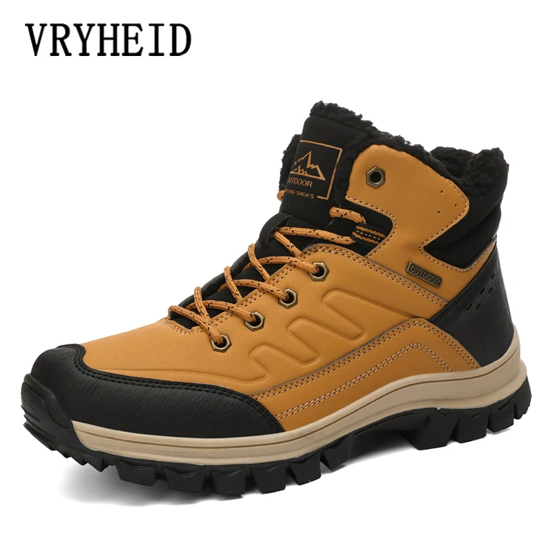 $27.42 Vryheid Men Boots Winter Man Shoes Ankle Boots Men Snow Boots Round Toe Plush Keep Warm Men Footwea