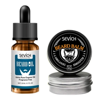 

Sevich 2Pcs Beard Balsam Wax Hair Loss Conditioner Fast Beard Growth Oil 20Ml Essence Tonic Gentlemen Beard Care