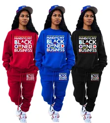 Two Piece Set Women's Tracksuit Round Neck Floral Print Pullover and Long Pants Two Piece Set Plus Size 2XL SP654