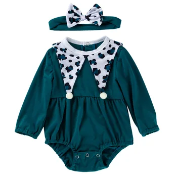 

Spring and Autumn New Female Baby Long Sleeve Bow Jumpsuit Suit High Quality Cotton Baby Climbing Suit