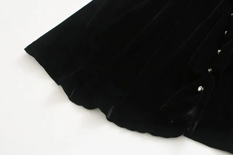 Женское винтажное однобортное платье с v-образным вырезом, повседневное приталенное бархатное платье, осенние женские с короткими рукавами, с молнией сбоку, шикарные платья DS2907