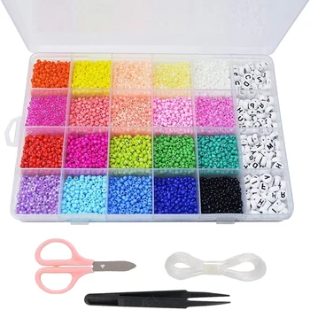 

DIY Bracelet Necklace Beaded Glass Rice Beads for Name Bracelet Jewellery Making and Craft Jewellery Making Material Set Tool 10