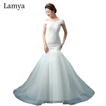 

LAMYA Lace Mermaid Vestido De Noiva Sweatheart Court Train Wedding Dress Fashionable Romantic Bridal Gown up Natural WD3082 Lace