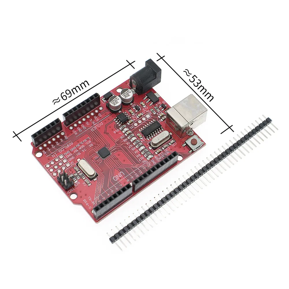 10 шт. синий/красный/черный 2,4 TFT Модуль UNO R3 макетная плата с CH340 ATMEGA328 USB кабель для Arduino - Цвет: UNO Red