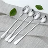 Korean creative stainless steel long handle coffee spoon stirring simple spoon creative ice spoon sharp round ► Photo 2/6