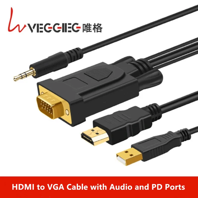 Veggieg HDMI к VGA кабель с аудио и питания HDMI к VGA кабель