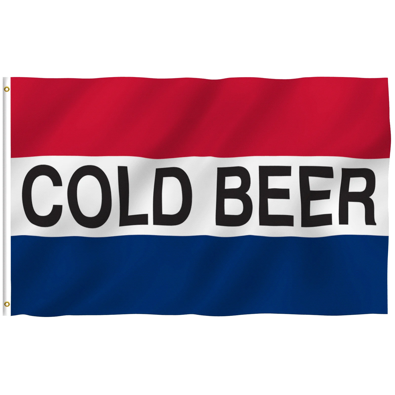 

3x5 Foot Cold Beer Flag Vivid Color UV Fade Resistant Canvas Header Double Stitched Advertising Beer Polyester Flags