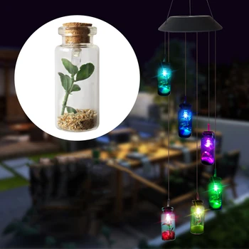 

Color Changing Solar Power Wind Chime Starfish Wishing Bottle Light Waterproof Outdoor Windchime Light for Patio Yard Garden