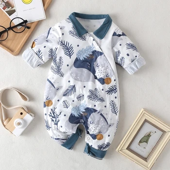 

New Newborn Baby Clothes Boys Rompers Cute Tree Wolf Printed Long Sleeve Winter Cotton Kids Jumpsuit Playsuit Outfits Clothing