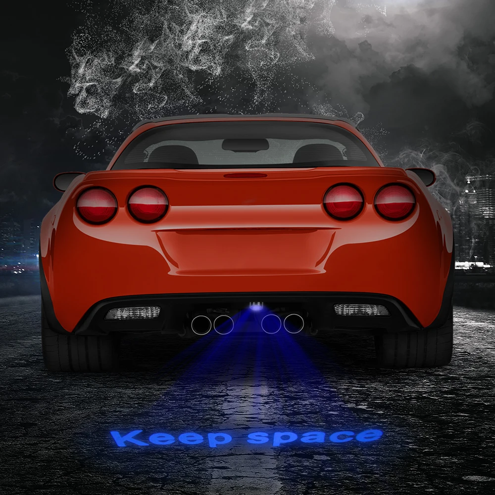  FORAUTO Car LED Projection Light Warning Laser Tail Logo Projector Auto Brake Parking Lamp STOP KEE - 4000071783395