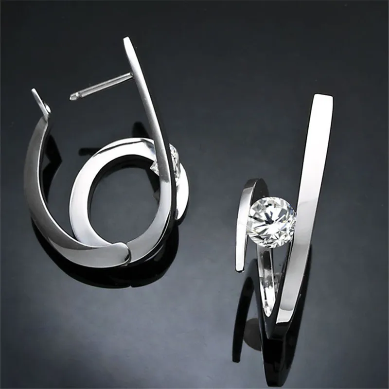 Blaike Creative Fashion 925 Silver Geometric Earrings For Women White Zircon Earring Wedding Party Jewelry Valentine's Day Gifts - Image 6