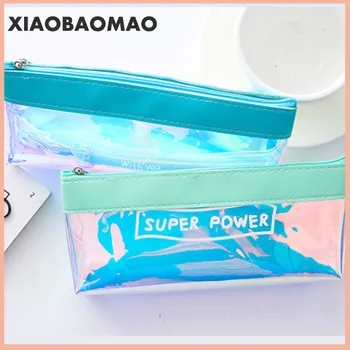 

Creative Laser Pencil Case Quality PU School for Girls Boy School Supplies Stationery Cute Pencil Box Pencil Bag
