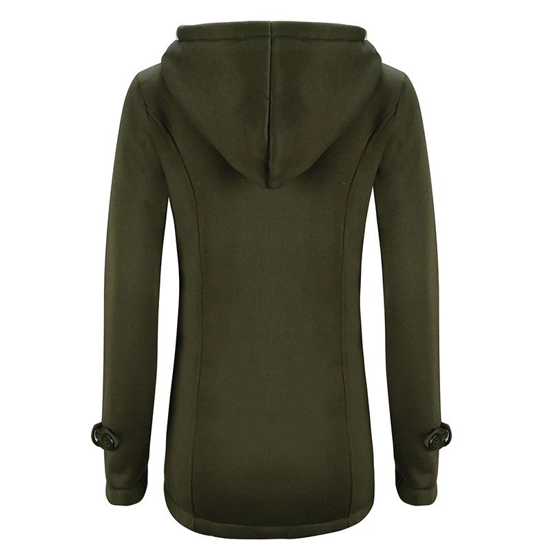 ANSELF Parka пальто женское с капюшоном Дафлкот куртка из искусственного меха Подкладка Пряжка молния спереди плюс размер теплая зимняя повседневная верхняя одежда