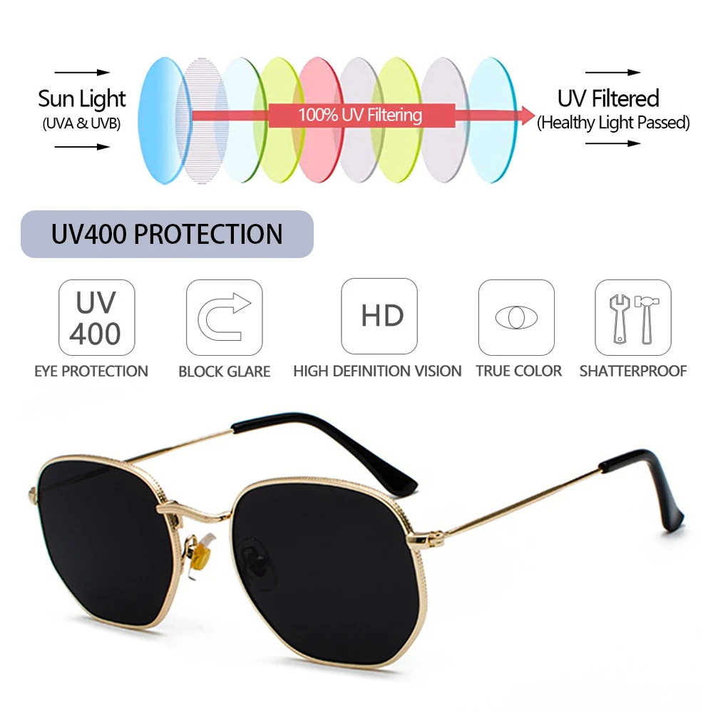Sleek Unisex Mirrored Lens UV400 Metal Frame Sunglasses