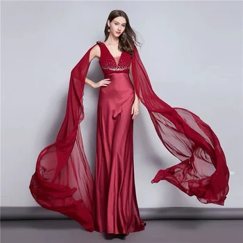 

Arab Velvet Satin Splice Evening Prom Dresses Cloak V-neck Sexy Party Dresses Sleeveless Wedding Guest Gowns robe de soiree 2020